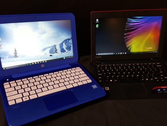 The HP Stream 11 (left) and Lenovo Ideapad 100S (right)